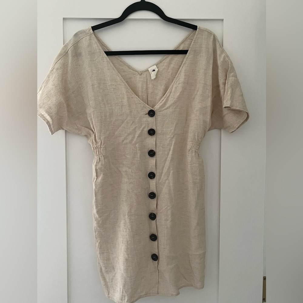 Linen Blend Mini Dress